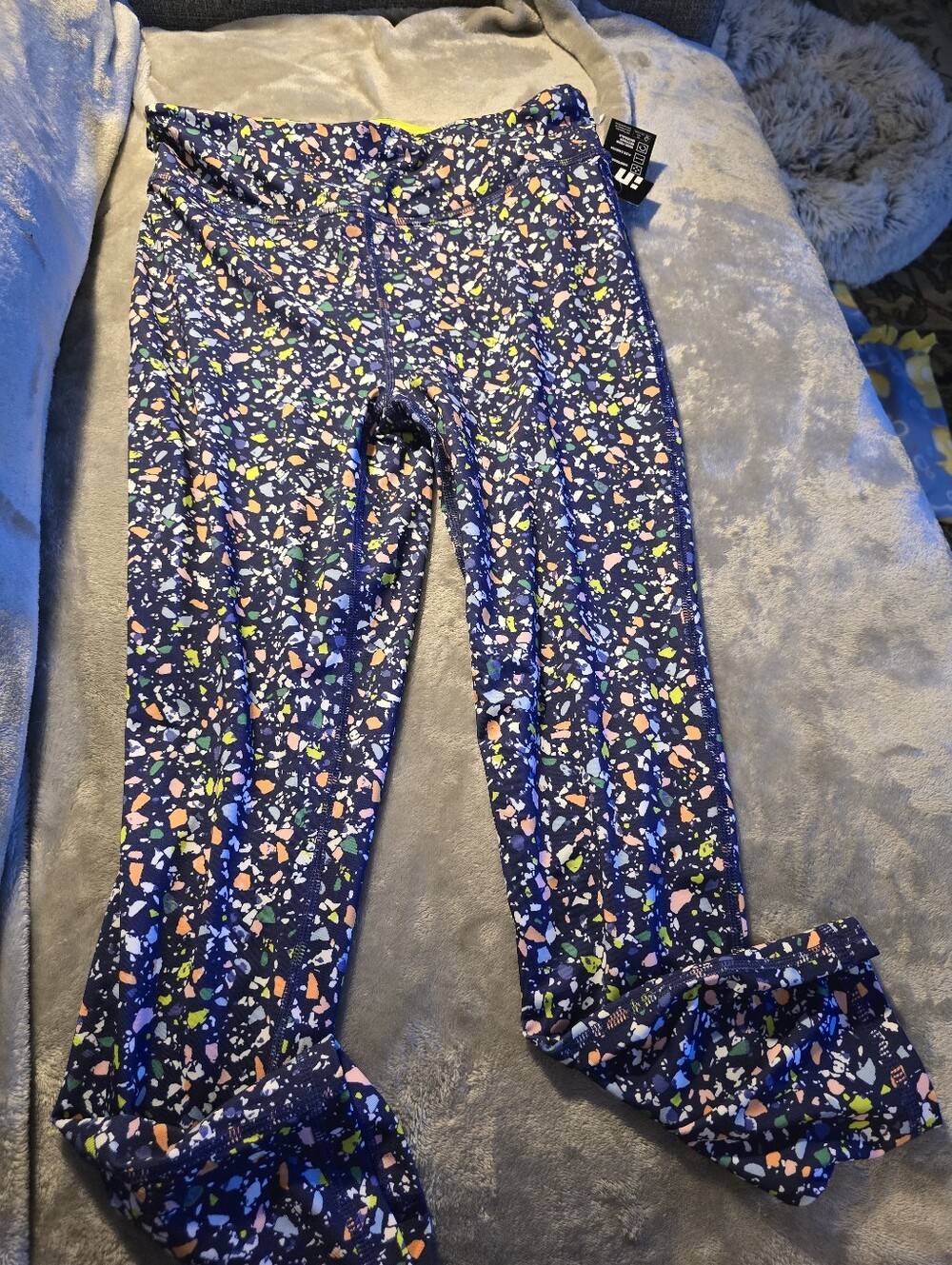 Ideology Womens Size XL Navy Geometric Leggings With Matching Scrunchy! NWT